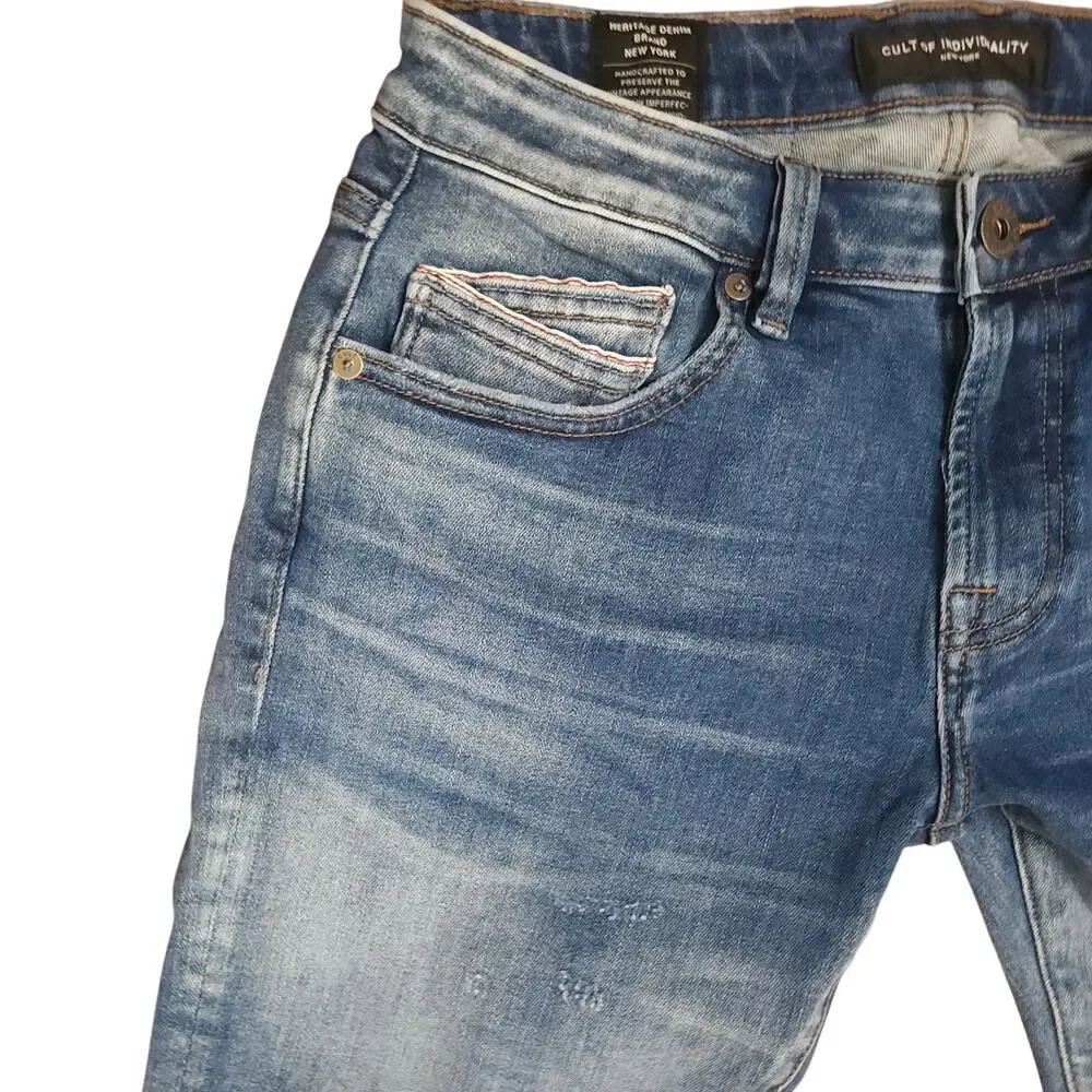 CULT OF INDIVIDUALITY Rocker Slim Jeans Men sz 29x33 Blue NWT | MSRP $239